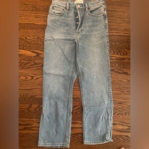 Denim Forum (Aritzia) - Arlo High Rise Straight Jeans - ankle-length hem